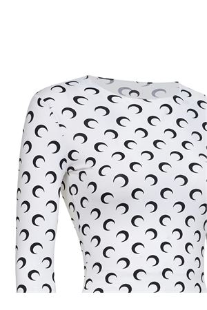 Top in jersey riciclato bianco e nero MARINE SERRE | WTS006ACJER0001WH00